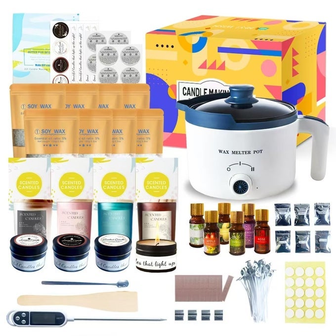 CANDLE MAKING KIT WITH ELECTRIC WAX MELTING POT DIY CANDLE MAKER SET FOR ADULTS BEGINNERS PROFESSIONAL WAX MELT AND CANDLE MAKER TO MAKE YOUR OWN