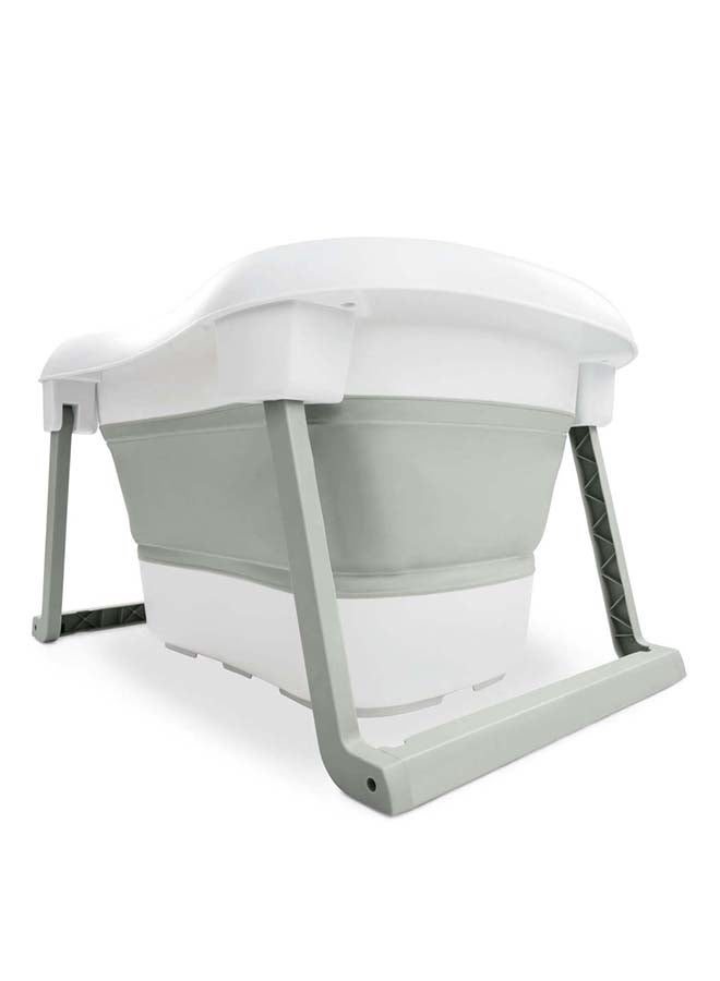Hauck Wash N Fold L Portable Baby Bath Tub with Stool, Foldable & Collapsible Design, Color Changing Drain Plug for Safe Bath Temperature, Ideal for Newborns, 80 x 56 x 44 cm (White Sage) - Image 2
