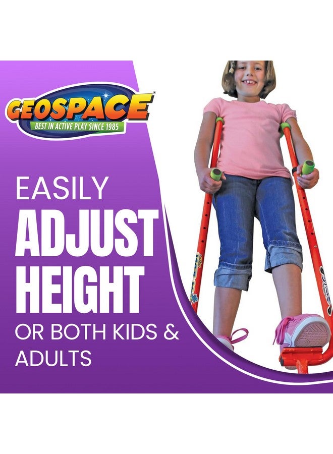 Geospace Adjustable Walkaroo Xtreme Steel Stilts for Kids - Indoor/Outdoor Play, Exercise, Steel Stilts for Adults- Up to 250 lbs, Height Adjustable Walking Stilts, Kids Stilts - Red - Image 2