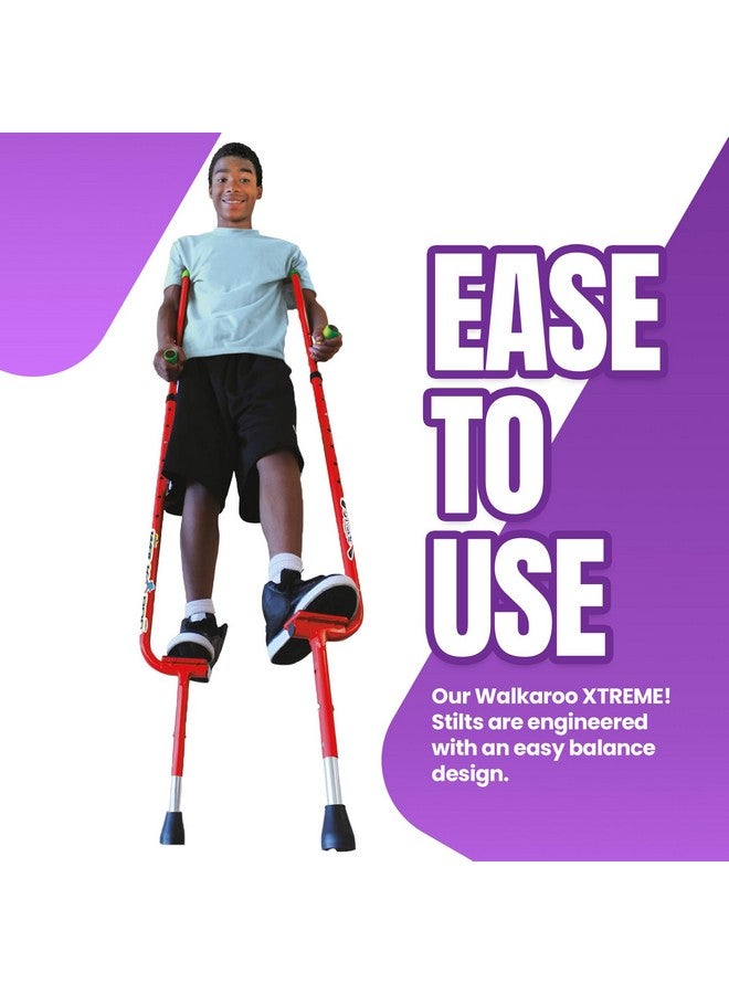 Geospace Adjustable Walkaroo Xtreme Steel Stilts for Kids - Indoor/Outdoor Play, Exercise, Steel Stilts for Adults- Up to 250 lbs, Height Adjustable Walking Stilts, Kids Stilts - Red - Image 5
