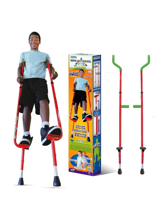 Geospace Adjustable Walkaroo Xtreme Steel Stilts for Kids - Indoor/Outdoor Play, Exercise, Steel Stilts for Adults- Up to 250 lbs, Height Adjustable Walking Stilts, Kids Stilts - Red - Image 1