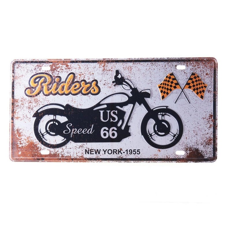 Eazywagon Riders US 66 Multipurpose Metal Signs - License Wall Plate, Decorative Car Tag - Ideal for Cafe, Restaurant, Shop, Home, Hotel, Club, Office, Living Area - Image 1