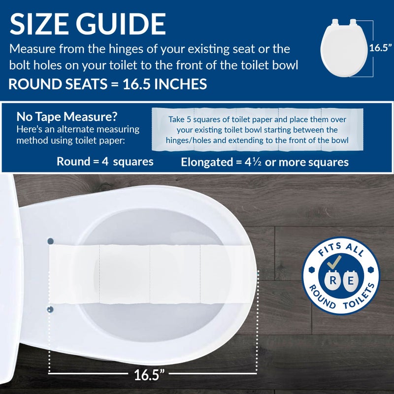 Mayfair Athens Toilet Seat, Easy Clean Hinges and Durable Wood Seat, Round, White - Image 5