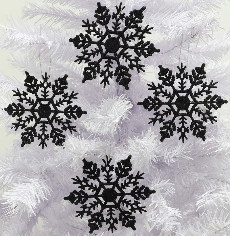 Christmas Concepts حزمة مفاهيم عيد الميلاد من 12-10 سم بريق الثلج ديكورات معلقة - ديكورات عيد الميلاد (أسود) - Image 2