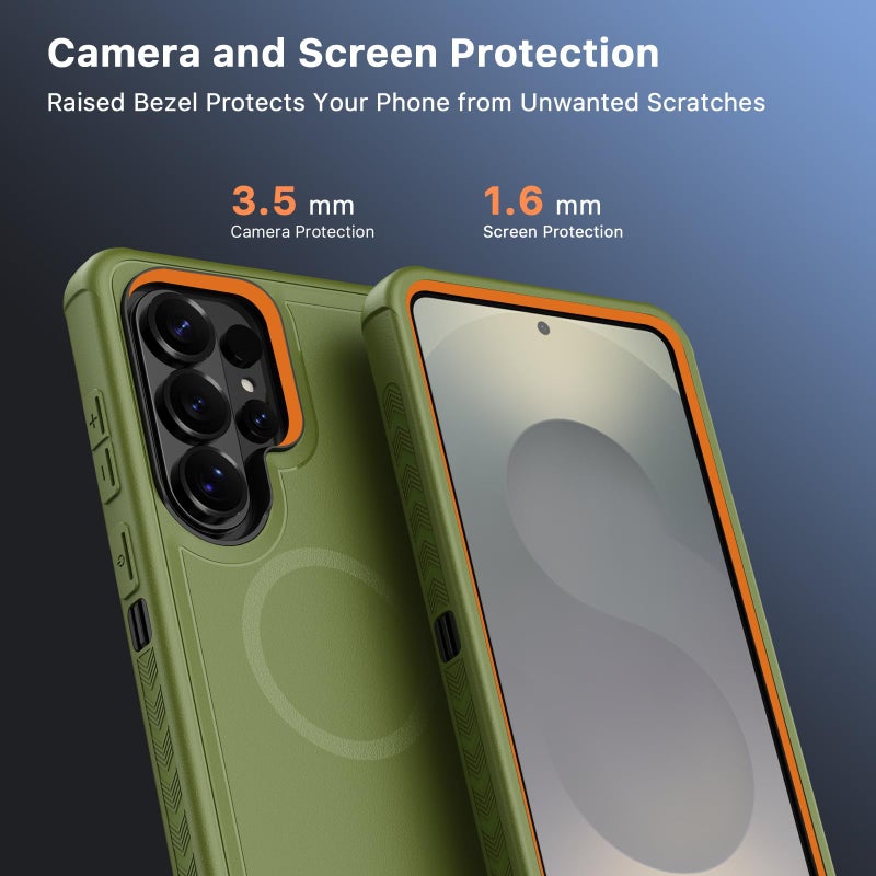 M MYBAT PRO for Samsung Galaxy S26 Ultra Case with Belt Clip Holster,Heavy Duty Protection Magnetic Case for Galaxy S26 Ultra,Anti-Drop,Shockproof Cover,with 360Â°Rotating Kickstand Army Green - Image 3