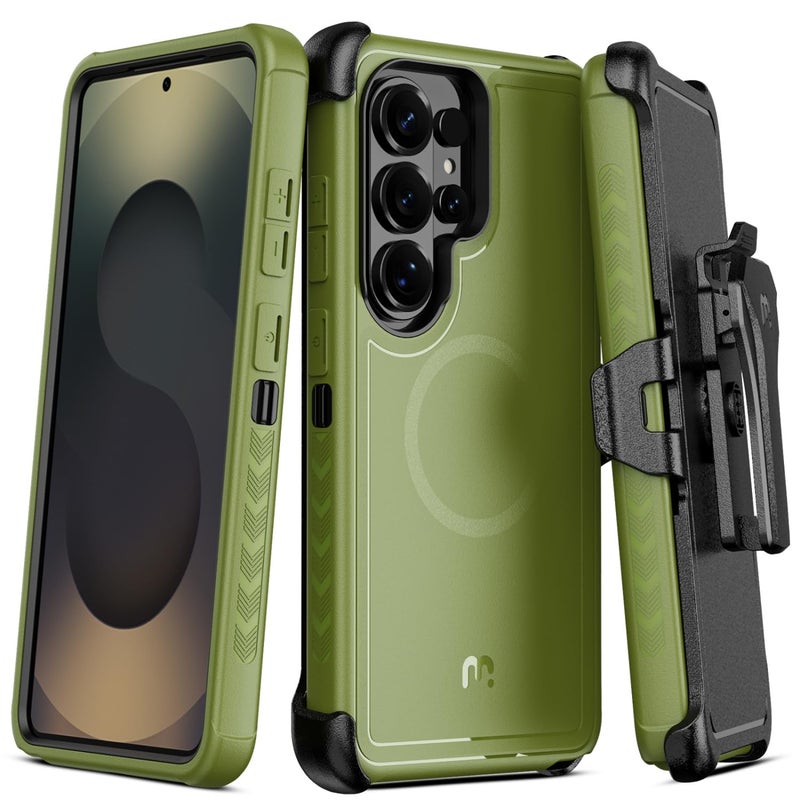M MYBAT PRO for Samsung Galaxy S26 Ultra Case with Belt Clip Holster,Heavy Duty Protection Magnetic Case for Galaxy S26 Ultra,Anti-Drop,Shockproof Cover,with 360Â°Rotating Kickstand Army Green - Image 1