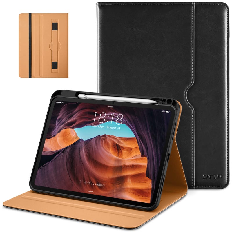 DTTO for iPad (A16) 11th Generation Case 11 Inch 2025, iPad 10th Generation Case 10.9 Inch 2022, Premium Leather Business Folio Stand Cover with Pencil Holder - Auto Wake/Sleep, Black - Image 1
