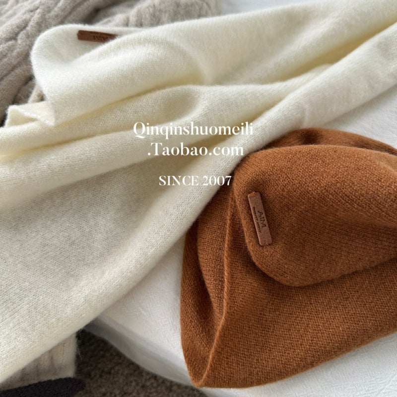 100% Wool Knitted Triangle Shawl for Women - Image 3