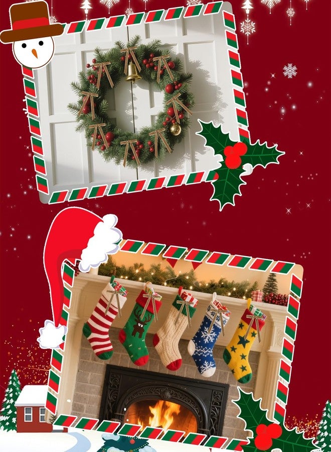 ALKB 24 Pcs Vintage Khaki Velvet Christmas Tree Bows - 2/5" Wide 2.55×3.54 Inch Door Garland Wreath Decor - Image 3