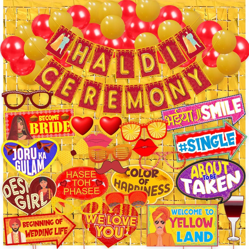 Wobbox Haldi Ceremony Decorations Items, Haldi Decoration Items, Haldi Mehandi Decoration Items, Haldi,Wedding,Mehandi Paper Decoration Items -FP3835 - Image 1