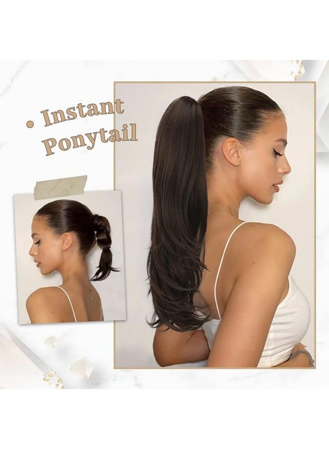 LUSH LOCKS Ponytail Synthetic Hair Extension Long Wavy With Claw Clip For Women Color - Natural Matte Black  - Image 5