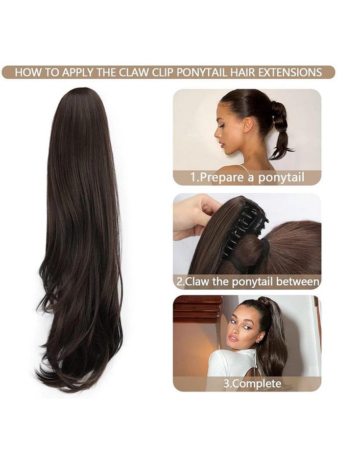 LUSH LOCKS Ponytail Synthetic Hair Extension Long Wavy With Claw Clip For Women Color - Natural Matte Black  - Image 3