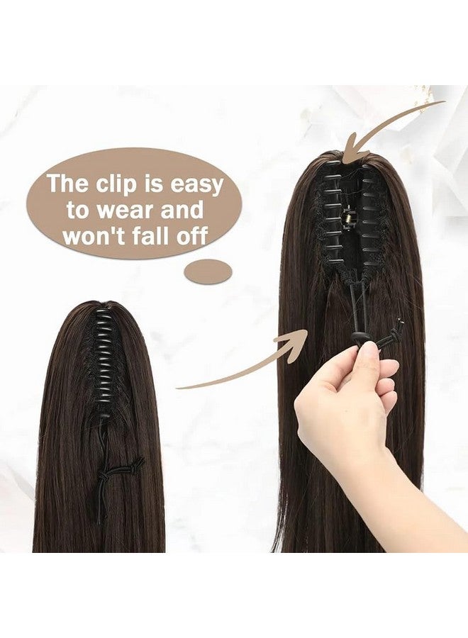 LUSH LOCKS Ponytail Synthetic Hair Extension Long Wavy With Claw Clip For Women Color - Natural Matte Black  - Image 4