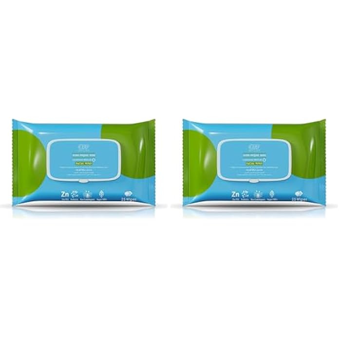 Eva Skin Clinic Acne-Prone Skin Facial Wipes, 25 wipes (Pack of 2) - Image 1