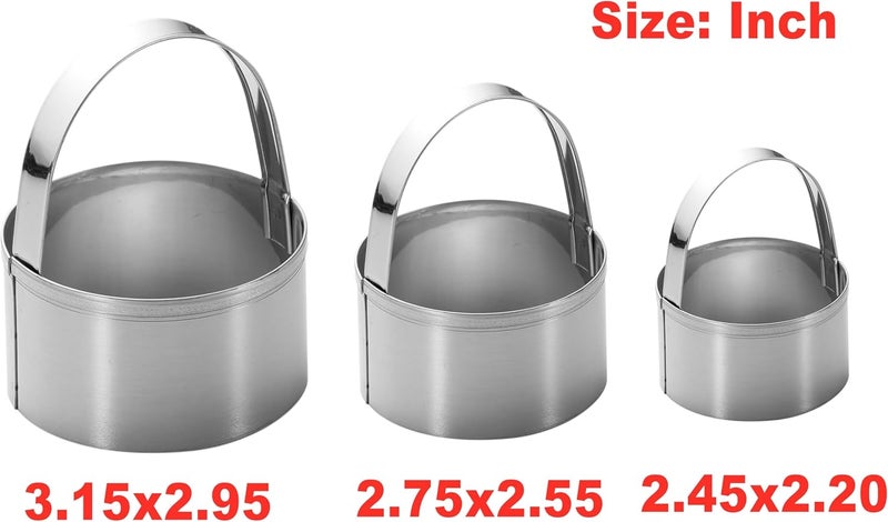 Maykito 3 Pieces Round Biscuit Cutter with Handle - Stainless Steel Round Circle Doughnut Cutter Baking Molds Assorted Size - Image 3