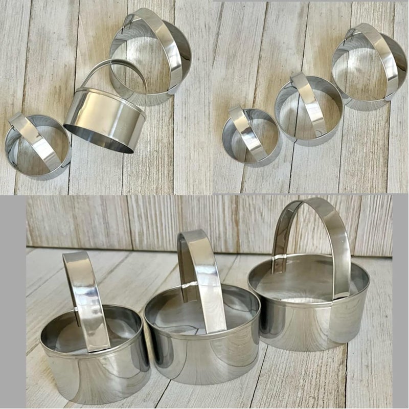 Maykito 3 Pieces Round Biscuit Cutter with Handle - Stainless Steel Round Circle Doughnut Cutter Baking Molds Assorted Size - Image 2