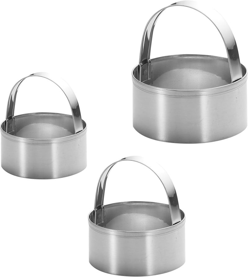 Maykito 3 Pieces Round Biscuit Cutter with Handle - Stainless Steel Round Circle Doughnut Cutter Baking Molds Assorted Size - Image 1