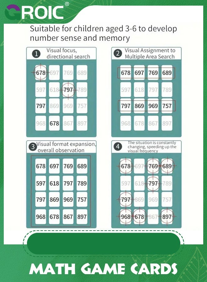 GROIC Math Game Cards - Digital Sensitivity Games for Kids, Speed Training Game, Educational Card Learning Toy  Early Education Logical Thinking Brain with Bell, 42 - Image 5