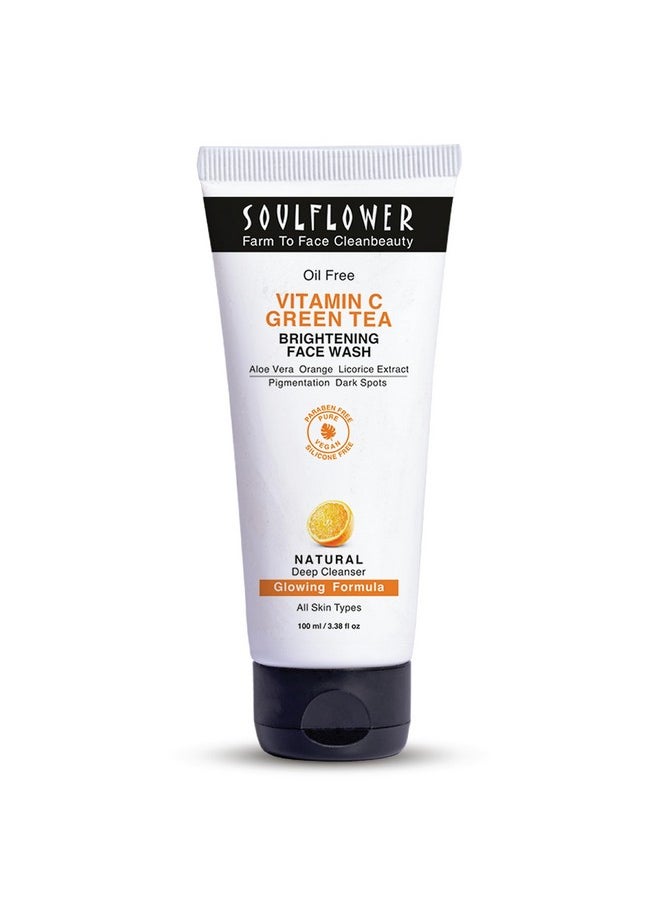 Soulflower - Vitamin C Face Wash For Glowing Skin, Deep Cleansing, Face Cleanser With Green Tea, Aloe Vera, Orange & Licorice Extract| Men & Women| 100Ml - Image 1