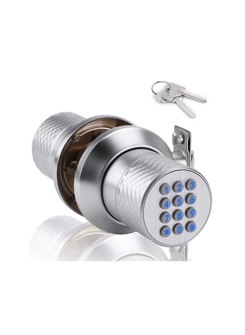 Door Knob with Keypad,Digital Door Lock for Keyless Entry,Electronic Door Lock with Spare Keys,Auto Lock, Anti-Slip Handle, Easy to Install.