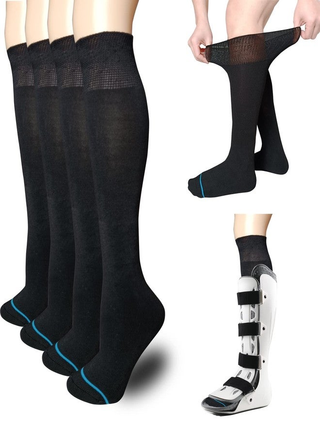 VEIGIKE Walking Boot Socks Replacement Sock Liner for Orthopedic Walker Brace,Tube Socks Under Air Cam Walkers and Fracture Boot Cast Surgical leg Cover Black 2 Pairs - Image 1