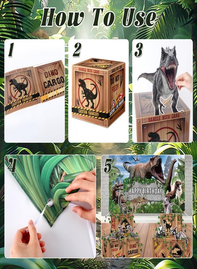 Tevxj 13 Pcs Dinosaur Party Decorations Set Dino Theme Happy Birthday Backdrop Banner Dinosaur Theme Boxes Paper Cutouts Table Centerpieces for Kids Boys Birthday Party Baby Shower Celebrations Decorations - Image 4