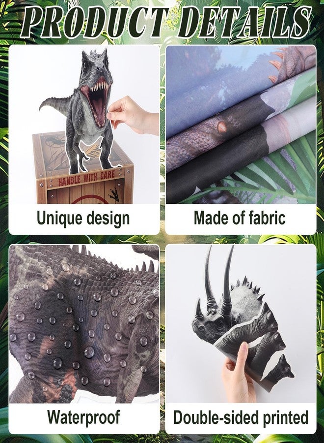 Tevxj 13 Pcs Dinosaur Party Decorations Set Dino Theme Happy Birthday Backdrop Banner Dinosaur Theme Boxes Paper Cutouts Table Centerpieces for Kids Boys Birthday Party Baby Shower Celebrations Decorations - Image 3