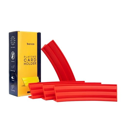 BORICO Card Holders for Playing Cards 4 Pack Playing Card Holder for Kids and AdultsStackable Storage Game Card Tray for Arthritis Patients with a Travel Pouch Red - Image 5