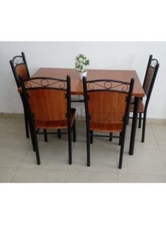 SILA 4 Seater Dining Table And Chair Set Black/Brown 1+4  - Image 1
