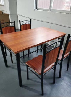 SILA 4 Seater Dining Table And Chair Set Black/Brown 1+4  - Image 2