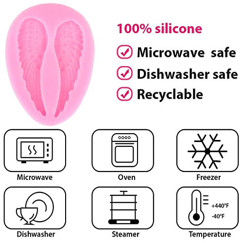 Mujiang Angel Wings Fondant Silicone Molds For Cake Decorating Chocolate Candy Resin Clay Set Of 4 - Image 2