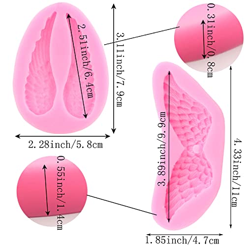 Mujiang Angel Wings Fondant Silicone Molds For Cake Decorating Chocolate Candy Resin Clay Set Of 4 - Image 4