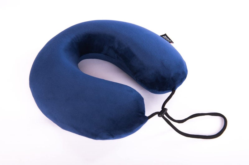 Max Comfort Medical Neck Pillow for Travel – Premium American Memory Foam for Neck & Vertebra Pain Relief During Flight & Trip – Navy Blue - Image 2