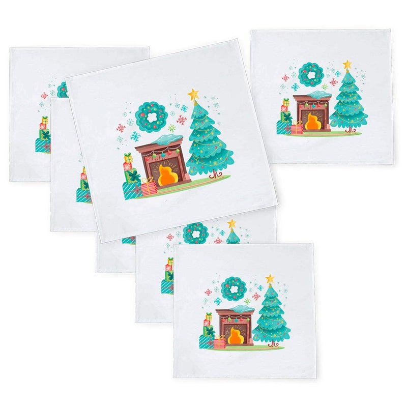Khakee 6 Pcs Christmas Theme Tafta Silk Table Napkins 10x 10 for Xmas Decoration Christmas OrnamentsChristmas Gift npxmas324P - Image 1