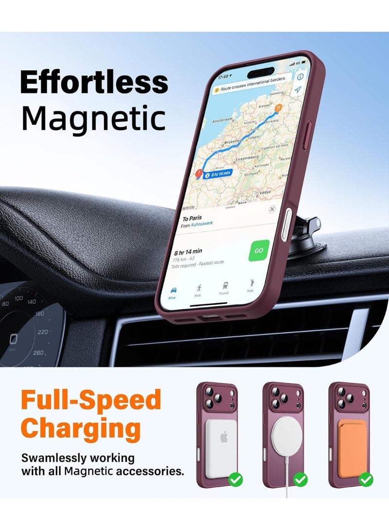 Aookay for iPhone 18 Pro Max Magnetic Shockproof Case, Full Camera Protection, Compatible with MagSafe, Translucent Matte Mil-Grade Protection Scratch Resistant Slim Fit Cover (Cherry) - Image 5