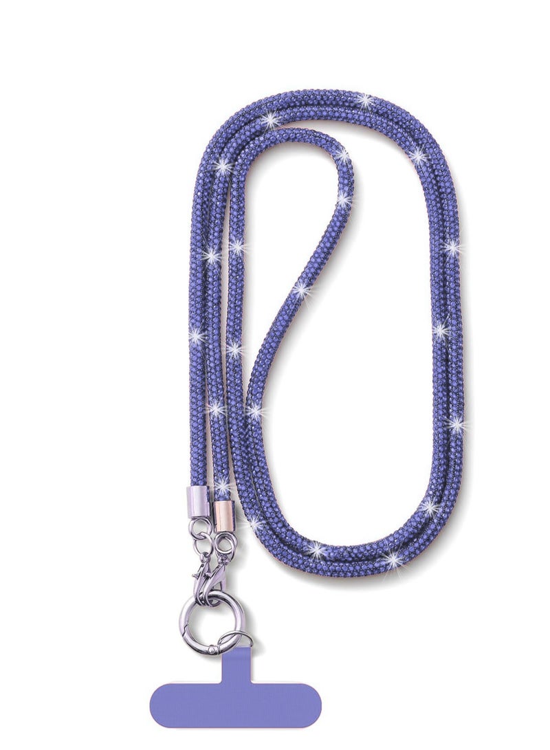 حبل هاتف كروس بودي، حبل هاتف كريستالي مزين بأحجار الراين اللامعة، مناسب لمعظم الهواتف، وأجهزة الآيباد، وحقائب اليد، والمحافظ، وحاملات الهواتف للنساء (أزرق فاتح)