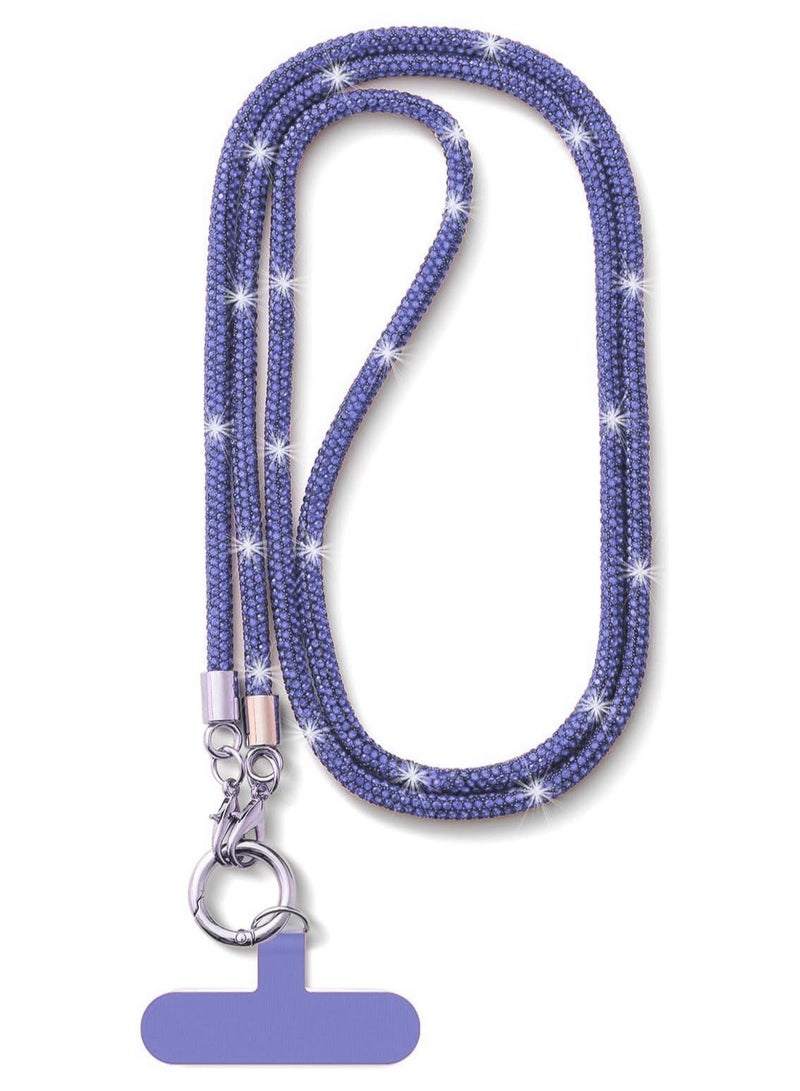 حبل هاتف كروس بودي، حبل هاتف كريستالي مزين بأحجار الراين اللامعة، مناسب لمعظم الهواتف، وأجهزة الآيباد، وحقائب اليد، والمحافظ، وحاملات الهواتف للنساء (أزرق فاتح)