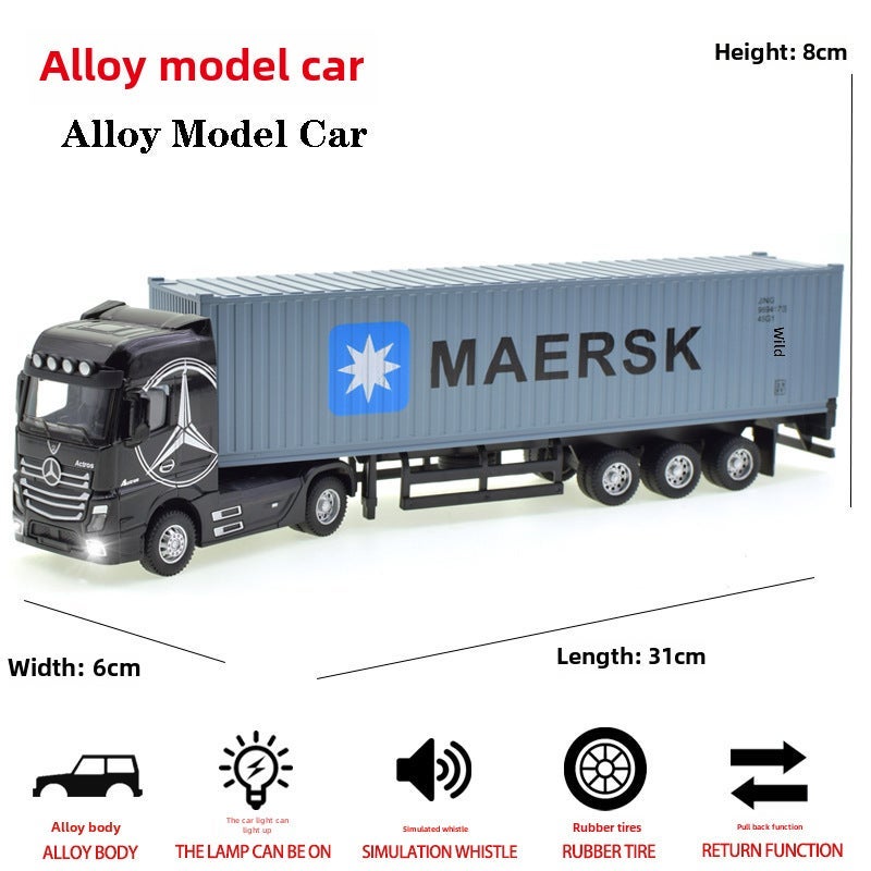 Kids Alloy Engineering Toy Truck Model Black gray alloy container truck