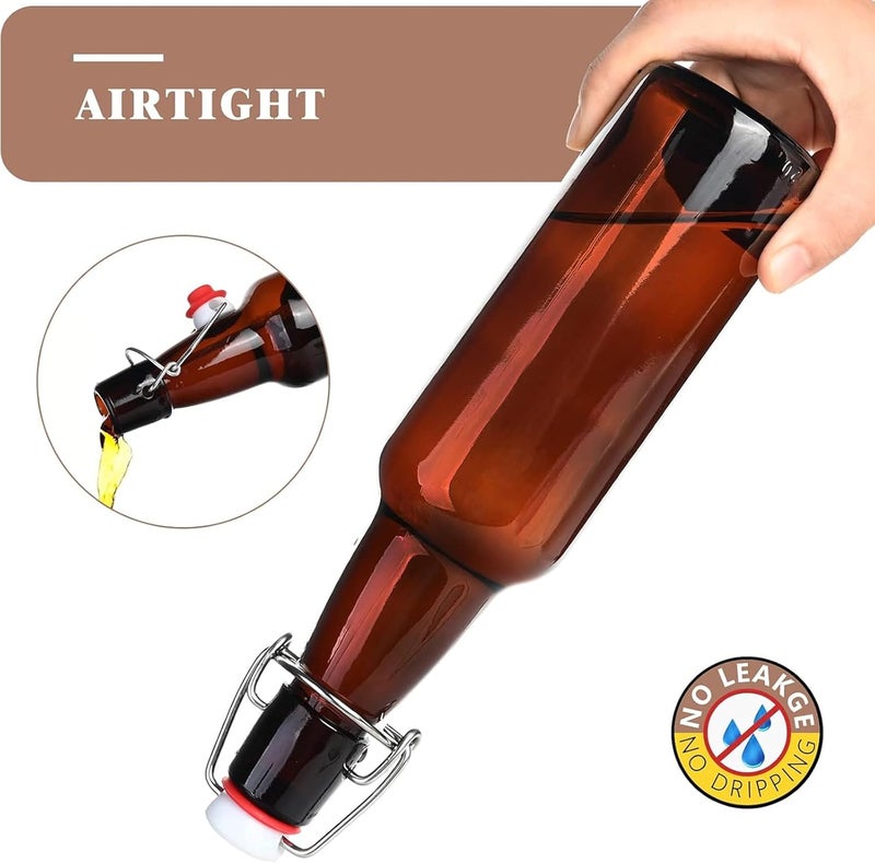 KITGLASCUP 16.5oz Amber Swing Top Glass Bottles for Airtight Lids, Home Brewing and Fermentation Kombucha, Vanilla Extract, Beverage, Water, Kefir (10 Pack) - Image 5