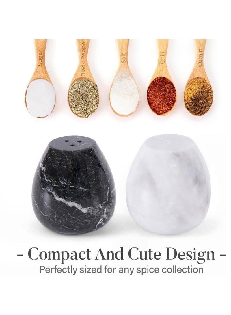 RADICALn Marble Salt and Pepper Egg Shape Shakers Set of 2 Black & White 2.3" Spice Containers - Farmhouse-Style Salt & Pepper Set - Kitchen Condiment Bottle  - Image 5