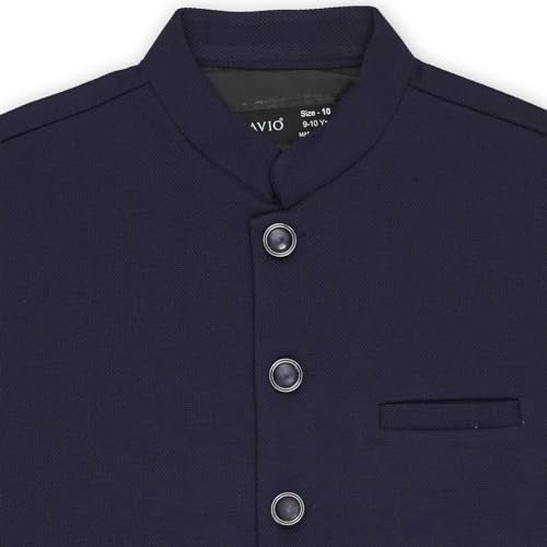 CAVIO Boys Navy Solid Nehru Jacket - Image 2