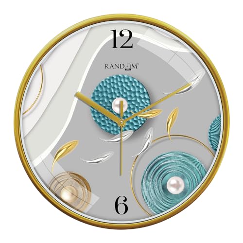 Random Plastic 12 Inch Silent Sweep Wall Clock | Stylish Round Decorative Wall Clock for Bedroom, Living Room, Kitchen, and Office | Modern Fancy Analog Clock Design for Home Decor,Multicolour - Image 1