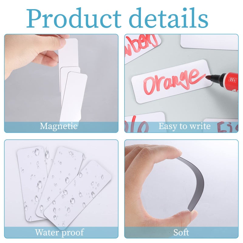 Prudiut 72 Pcs Dry Erase Magnetic Labels, 3.2x1.2 White Magnets Name Tags Label Stickers for Whiteboard, Refrigerator, Locker Classroom Office Home - Image 4