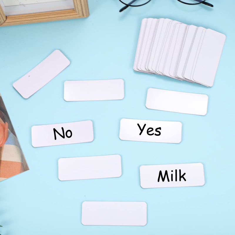 Prudiut 72 Pcs Dry Erase Magnetic Labels, 3.2x1.2 White Magnets Name Tags Label Stickers for Whiteboard, Refrigerator, Locker Classroom Office Home - Image 3