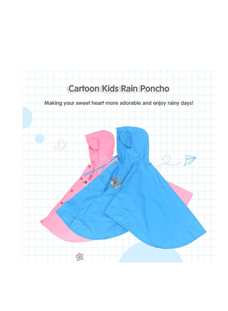 SOLARAE Kids Rain Poncho Hooded Boy Girl Cartoon Raincoat - Image 3