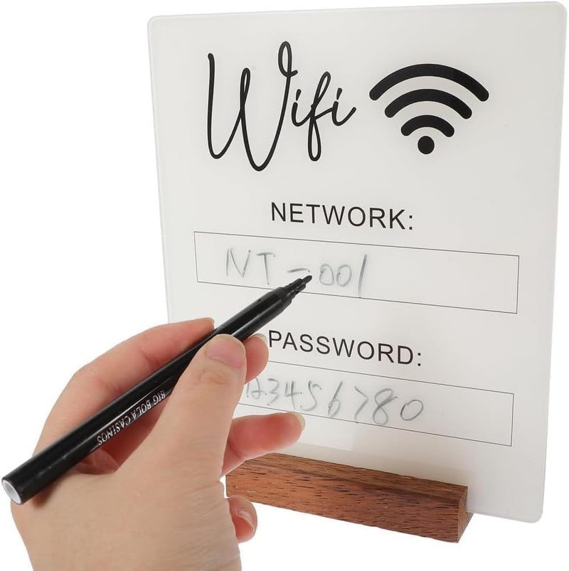 Wifi Password Sign, Elegant Acrylic Table Wifi Sign Board for Guest Use, Free Network Wifi Notice Decor, No Base - Image 2