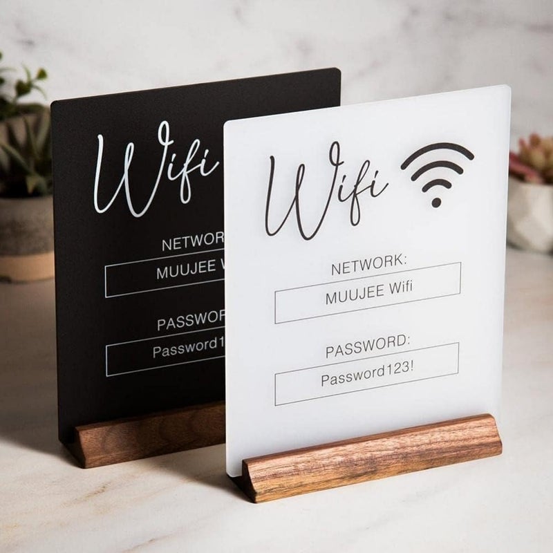 Wifi Password Sign, Elegant Acrylic Table Wifi Sign Board for Guest Use, Free Network Wifi Notice Decor, No Base - Image 5