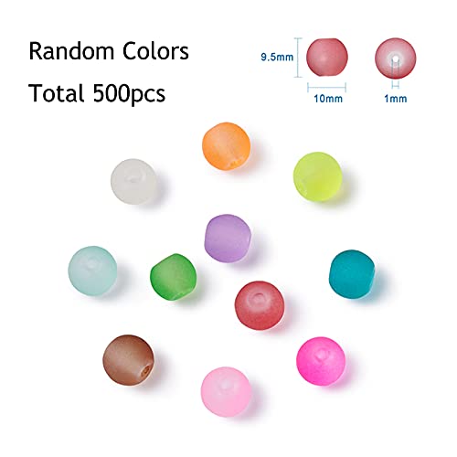 Craftdady 500Pcs 10mm Transparent Frosted Glass Beads Tiny Crystal Glass Round Loose Spacer Beads Random Mixed Colors for Jewelry Making Hole: 1mm - Image 4