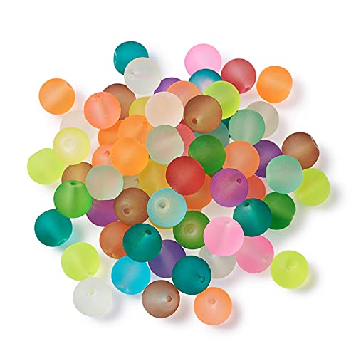 Craftdady 500Pcs 10mm Transparent Frosted Glass Beads Tiny Crystal Glass Round Loose Spacer Beads Random Mixed Colors for Jewelry Making Hole: 1mm - Image 2