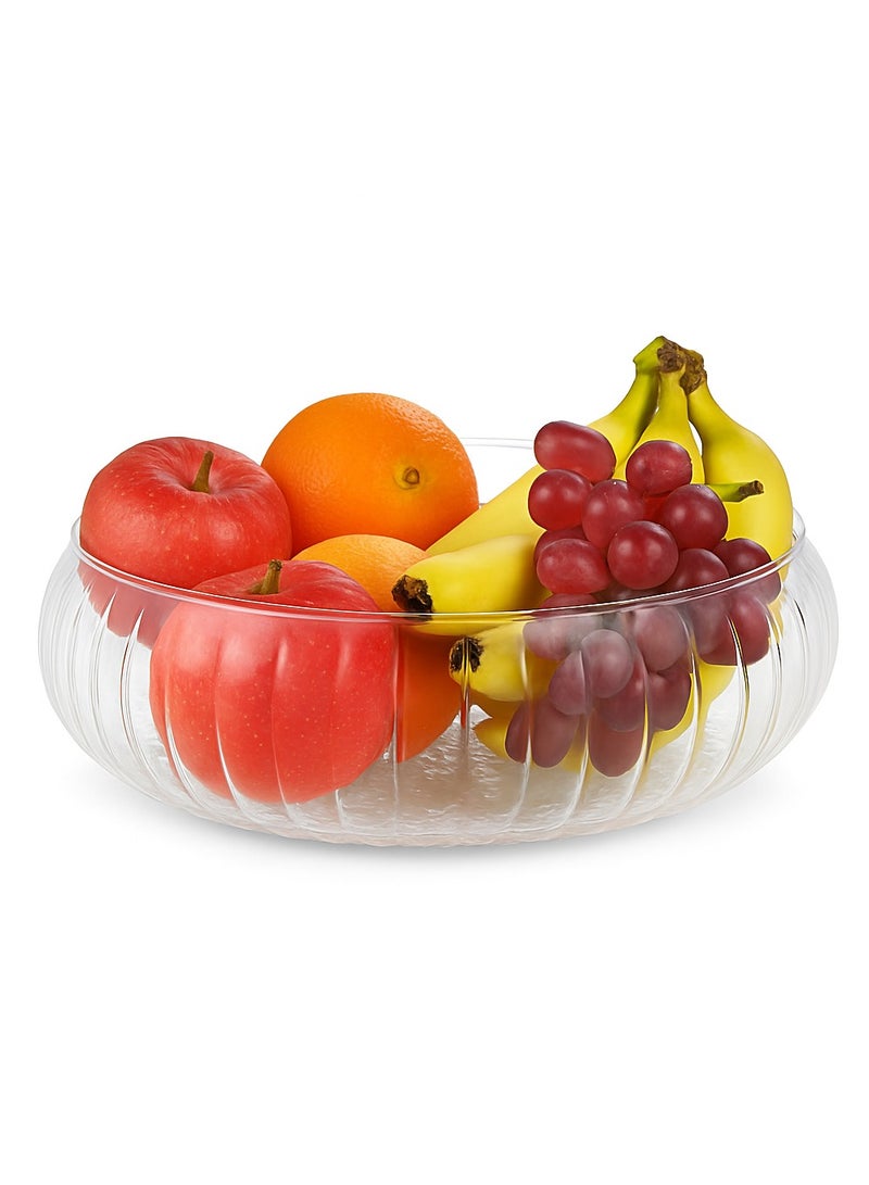 Fruit Bowl, Handmade Large Size Glass Salad Fruit Cookie Pasta Presentation Bowl Transparent 23cm - Large Decorative Fruit Tray for Table Countertop  - Image 3